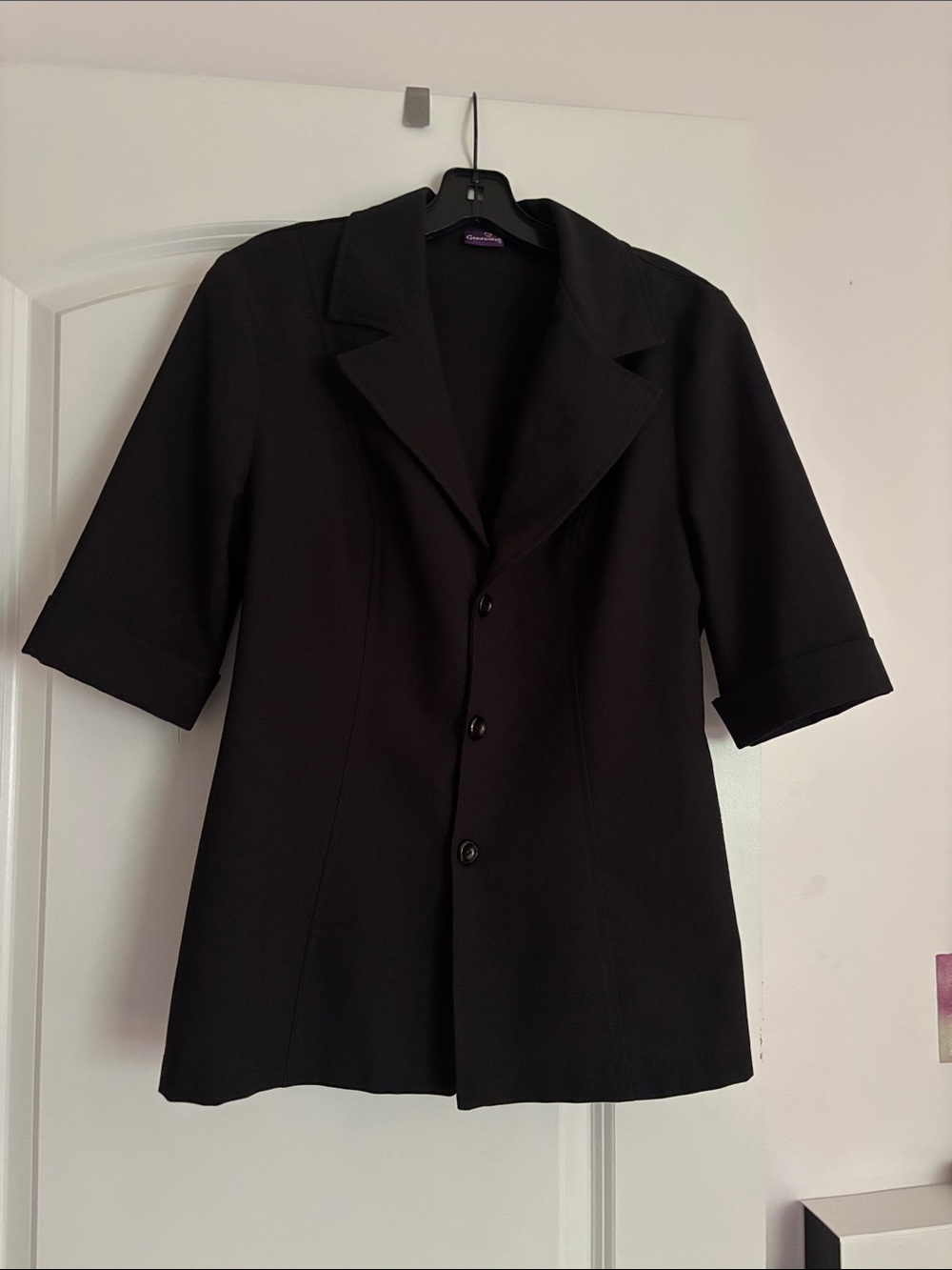 Vintage Black Women's Short Sleeve Blazer Jacket - size S/M